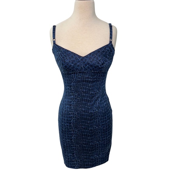 Ticci Tonetto Dresses & Skirts - Ticci Tonetto Mini‎ Dress Small Blue Snakeskin Print Bodycon Sleeveless Vintage